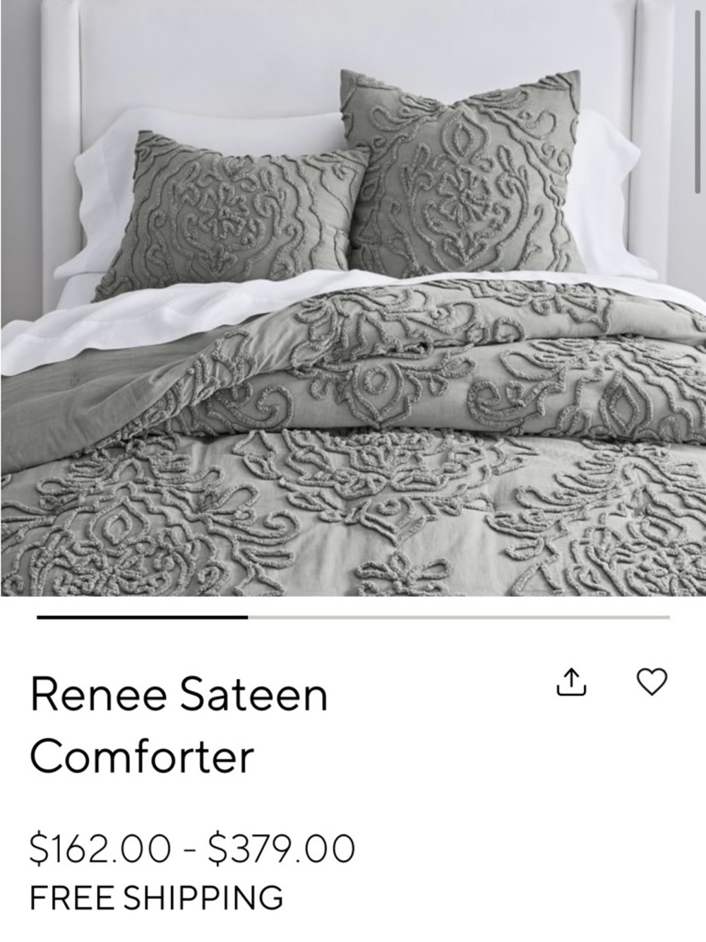 Pottery Barn King Renee Sateen Candlewick Duvet Cover and Euro Shams